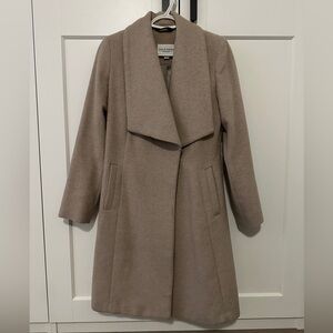 Cole Haan Taupe Wrap-Front Wool Trench Coat